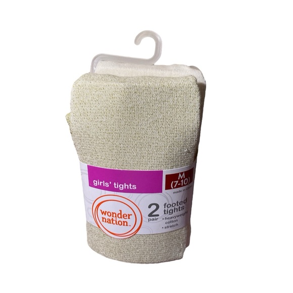 Wonder Nation Gold Lurex And Ivory Footed Tights - Picture 8 of 8